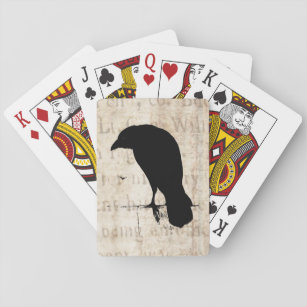 Raven Silhouette - Vintage White Ravens & Crows Spielkarten