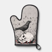 Raven Sings Song of Death on Skull Illustration Ofenhandschuh (Vorderseite)