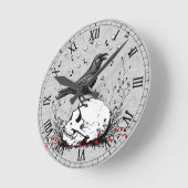 Raven Sings Song of Death on Skull Illustration Runde Wanduhr (Winkel)