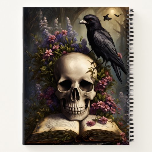 Raven Skull Book and Blume Gothbook Notizblock (Rückseite)