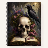 Raven Skull Book and Blume Gothbook Notizblock (Vorderseite)