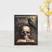 Raven Skull Buch und Blume Gothday Karte (Gelbe Blume)