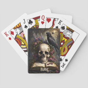 Raven Skull Buch und Blume Spielkarten