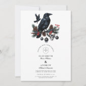 Raven Skull Gothic Holiday Wedding Einladung (Vorderseite)