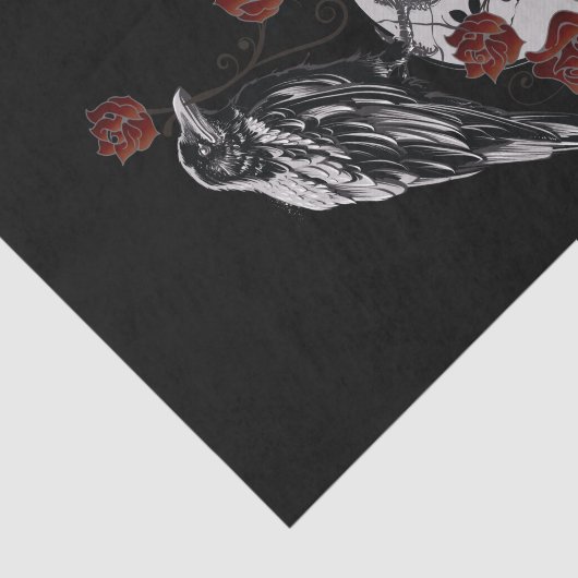 Raven, Skull & Rose Geschenkpapier Seidenpapier (Ausschnitt)