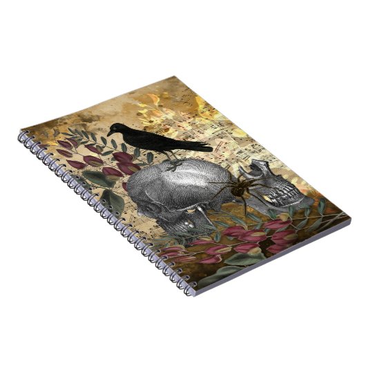Raven Skull Spider Vintag Notizblock (Rechte Seite)