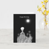 Raven Skull unter Moon Spooky Goth Beängstigender  Karte (Gelbe Blume)