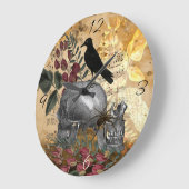 Raven Skulls and Spider Große Wanduhr (Winkel)
