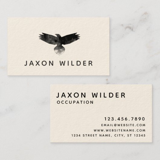 Raven Smoke Cloud Watercolor Minimal Rustikal Visitenkarte (Vorne/Hinten)
