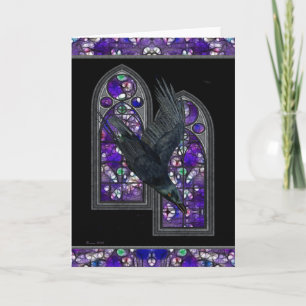 Raven Stached Glass Gothic Blank Grußkarte Karte