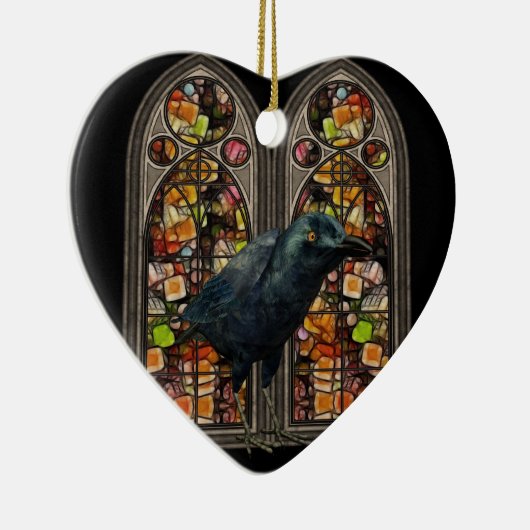 Raven Stated Glass Custom Samhain Heart Ornament (Rechts)