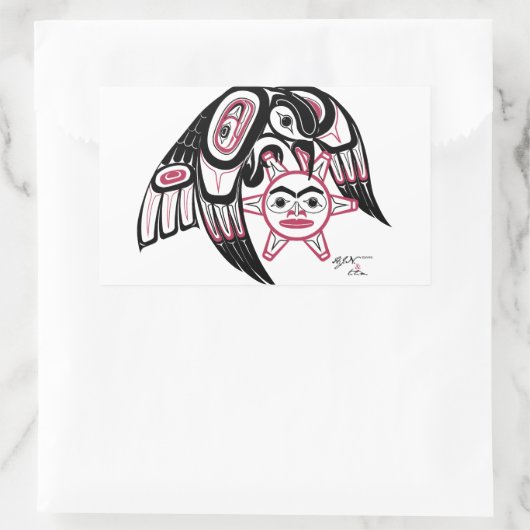 Raven Stealing the Sun Rechteckiger Aufkleber (Tasche)