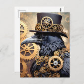 Raven Steampunk Gears Art Postkarte (Vorne/Hinten)