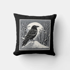 Raven: Talkeetna, Alaska schwarz und weiß Kissen