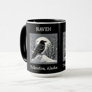 Raven: Talkeetna, Alaska schwarz und weiß Tasse
