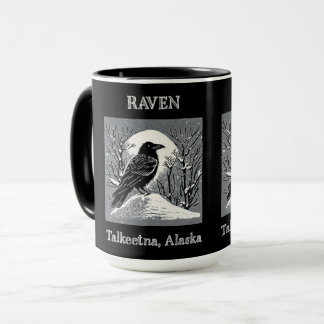 Raven: Talkeetna, Alaska schwarz und weiß Tasse