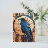 Raven Totem – Mystic Art Deco Symbol Postkarte (Stehend Vorderseite)