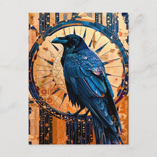 Raven Totem – Mystic Art Deco Symbol Postkarte (Vorderseite)