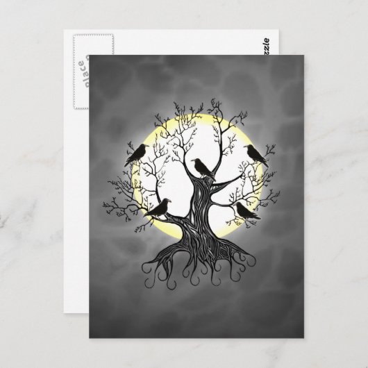 Raven Tree with Moon Postkarte (Vorne/Hinten)