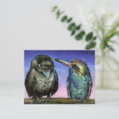 Raven- und Kolibri Postkarte (Stehend Vorderseite)