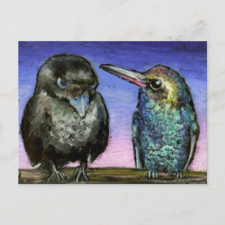 Raven- und Kolibri Postkarte