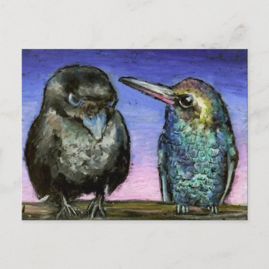 Raven- und Kolibri Postkarte (Vorderseite)