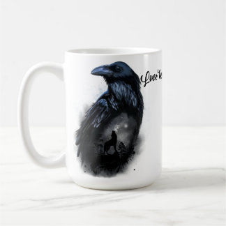 Raven und Wolf, die auf dem Mond heulen Kaffeetasse