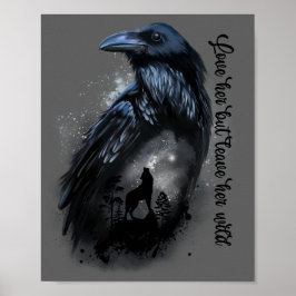 Raven und Wolf, die auf dem Mond heulen Poster