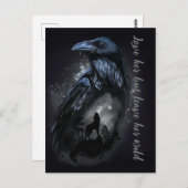 Raven und Wolf, die auf dem Mond heulen Postkarte (Vorne/Hinten)