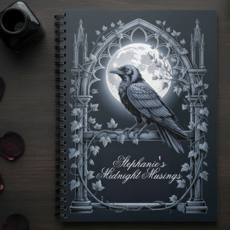Raven Under Moon Gothic Midnight Journal Notizblock
