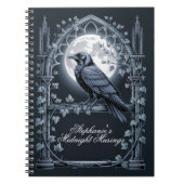 Raven Under Moon Gothic Midnight Journal Notizblock (Vorderseite)