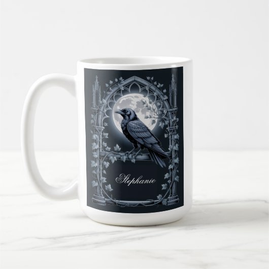 Raven Under Moon Gothic Midnight Kaffeetasse (Links)