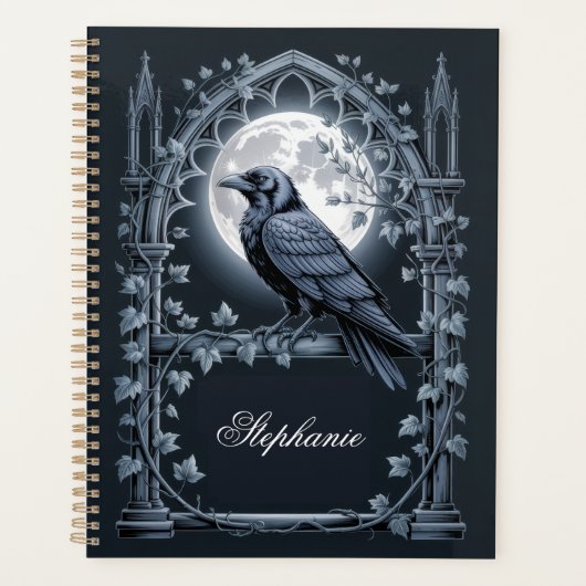 Raven Under Moon Gothic Midnight Planer (Vorderseite)