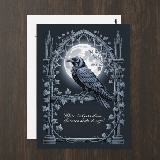 Raven Under Moon Gothic Midnight Postkarte