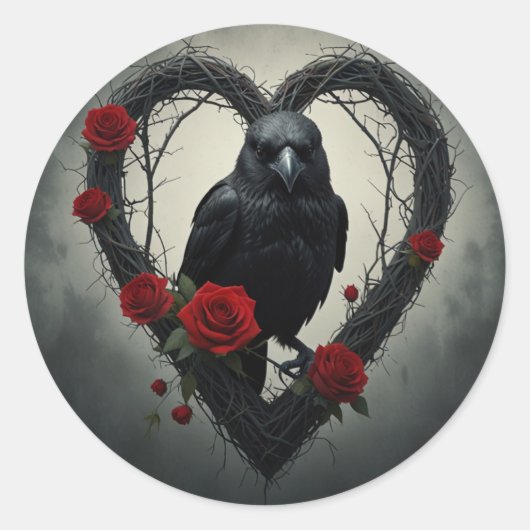 Raven Valentine's Runder Aufkleber (Vorderseite)