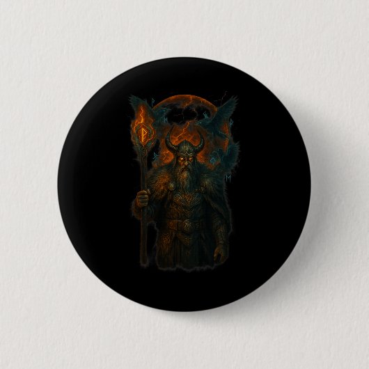 Raven Viking Halloween Design Norse Sorcermoon Button (Vorderseite)