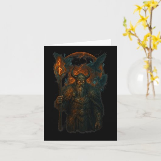 Raven Viking Halloween Design Norse Sorcermoon Karte (Gelbe Blume)
