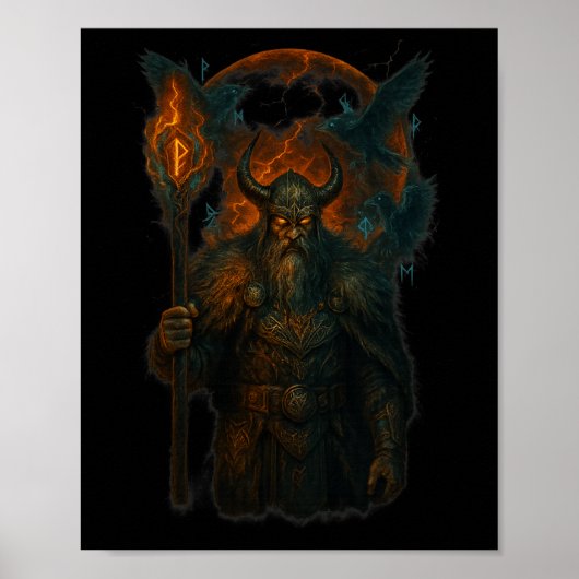 Raven Viking Halloween Design Norse Sorcermoon Poster (Vorne)