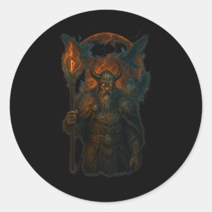 Raven Viking Halloween Design Norse Sorcermoon Runder Aufkleber