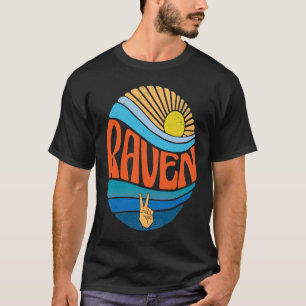 Raven Vintag Sunset Raven Groovy Gefärbte Krawatte T-Shirt