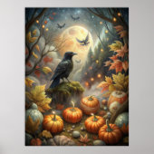Raven Wall Art Herbst - Mystischer Vollmondwald Poster (Vorne)