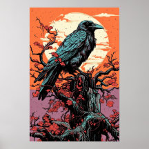 Raven Wall Poster, Art Illustration
