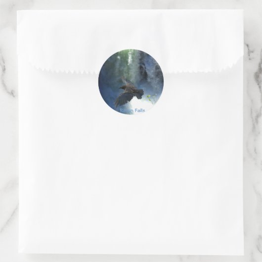 RAVEN & WASSERFALL Naturgeschenke Runder Aufkleber (Tasche)