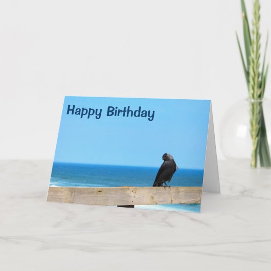 Raven Watching Happy Birthday Card Karte (Vorderseite)