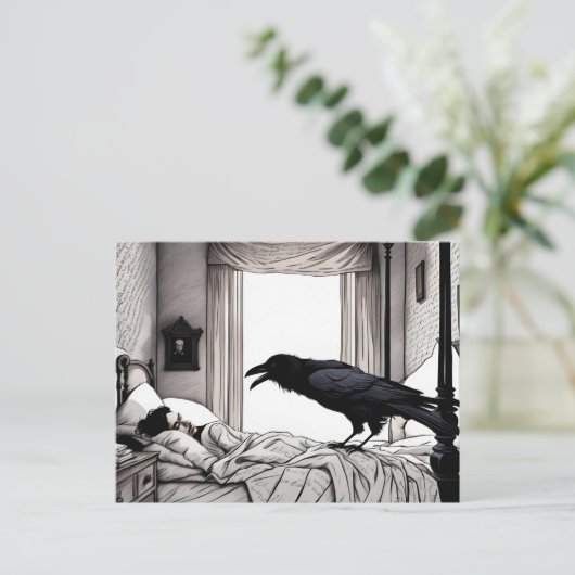 Raven Watching Sleeping Pop Postkarte (Stehend Vorderseite)