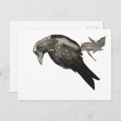 Raven Watercolor Postcard Postkarte (Vorne/Hinten)