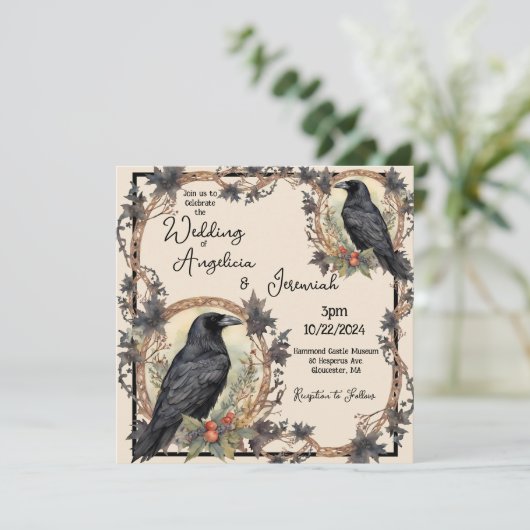 Raven Wedding Einladung (Stehend Vorderseite)