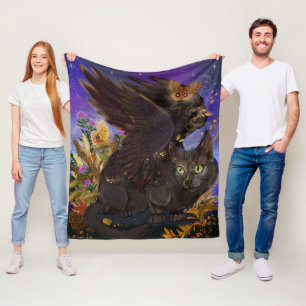Raven Winged Autumn Magic Cat Fleecedecke