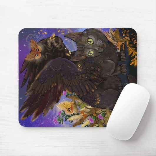 Raven Winged Autumn Magic Cat Mousepad (Mit Mouse)