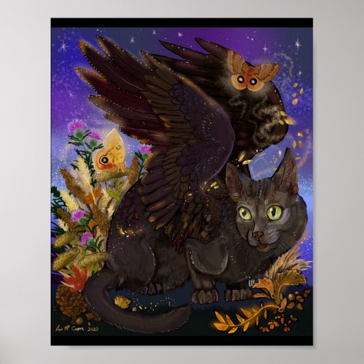 Raven Winged Autumn Magic Cat Poster (Vorne)